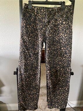 Ashley Mason straight Leg Pants in Brown and Black Leopard Print